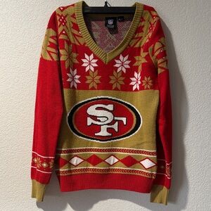 NFL Team Apparel Red and Gold 49ers Knit Sweater